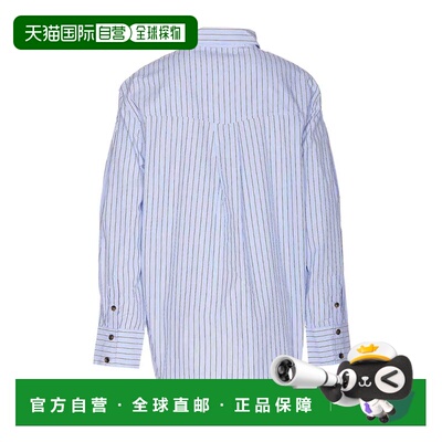GANNI 女士衬衫 W082601M AW2025 蓝色 Stripe cotton oversized