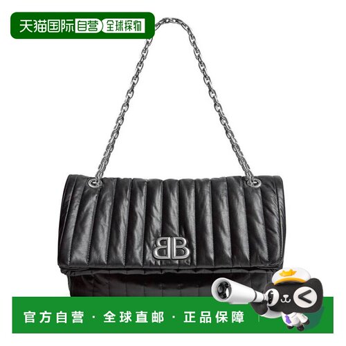 BALENCIAGA 女士斜挎包 7659452AASE1000 AW2024 黑色单肩包
