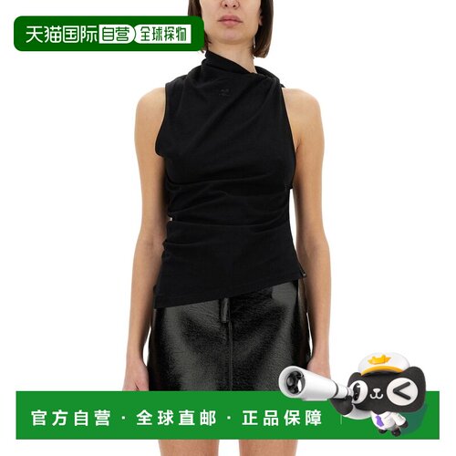 Courreges 女士 黑色 Draped Jersey 上装 125JDE125JS0107