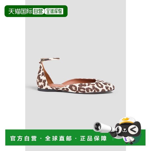 1h可退 潮奢 ZIMMERMANN 女士 豹纹斜纹布芭蕾舞鞋 1063FF24CHOCO
