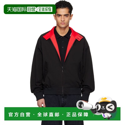 Hugo 雨果 男士 黑色 Twill Buttoned Stand Collar 飞行员夹克 5