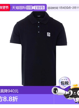 BALMAIN 男士T恤 GB085BC87EAB SS2026 黑色 Embroidered Pb Logo