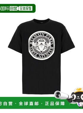 BALMAIN 男士T恤 EH1EG010BB17EAB SS2025 黑色 Velvet logo t-sh
