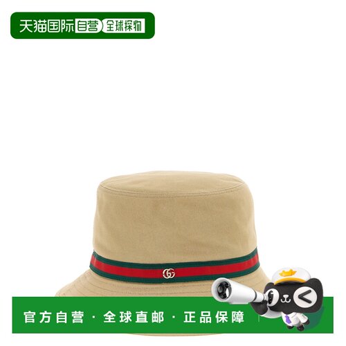 GUCCI 女士帽子 8575924HBIZ2566 SS2026 卡其色 Web Tape bucket