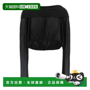 RICK OWENS 女士T恤 RO01E7278BZ09 SS2025 黑色 长袖连帽衫