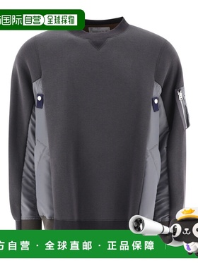 SACAI 男士针织毛衣 SCM221339GREY CO 黑色 长袖卫衣