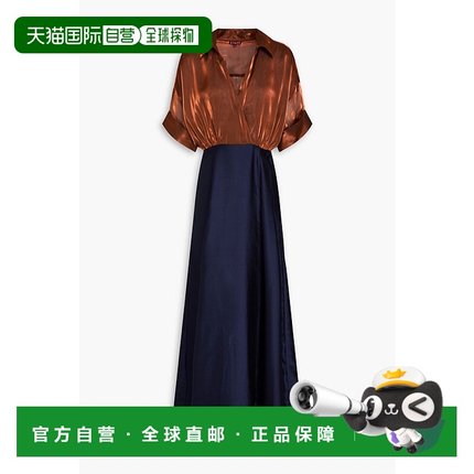 1h可退 潮奢 Staud 女士 Shubert two-tone 斜纹布欧根纱长款连衣