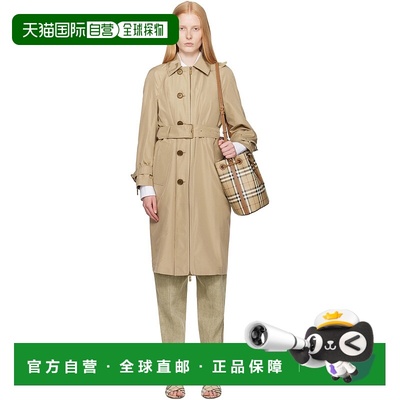 1h可退 潮奢 Burberry 巴宝莉 女士 驼色 Single Breasted Silk
