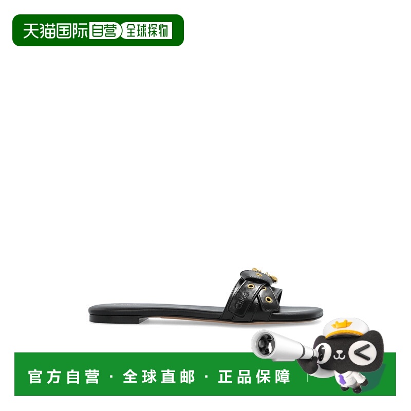 1h可退 CHLOÉ 女士拖鞋 CHC25S08NQJ001 SS2025 黑色 Slides Mae