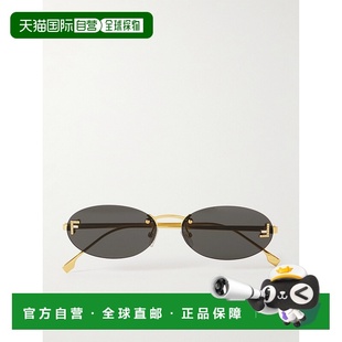 芬迪 Fendi 女士 椭圆框水晶装 FE407 1h可退 饰镀银太阳眼镜 潮奢