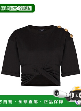BALMAIN 女士T恤 FF0EE012GF23EDY AW2025 黑色 圆领T恤短袖