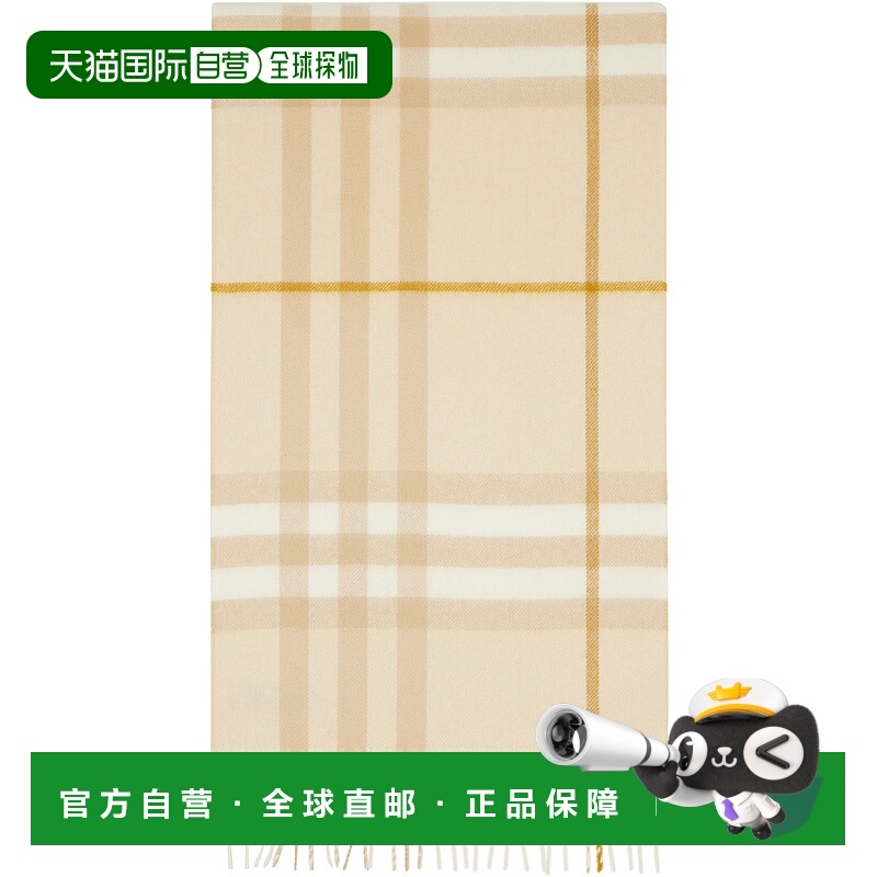 潮奢 Burberry 巴宝莉 女士 米色 Check Cashmere 围巾 8112632