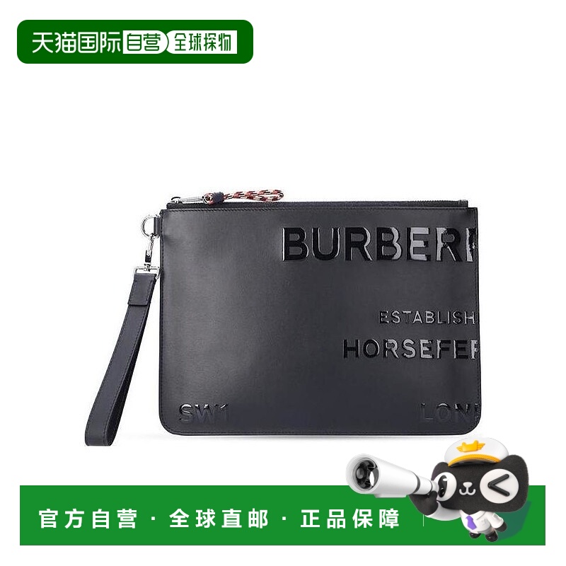 BURBERRY 男士手拿包 80375911 AW2021 黑色 徽标印花手拿包