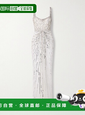 1h可退 潮奢 Jenny Packham 女士 Chrissy 垂褶精饰薄纱礼服 ZBD1