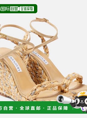 1h可退 潮奢 AQUAZZURA 女士 Costiera 120 精饰麻底坡跟鞋