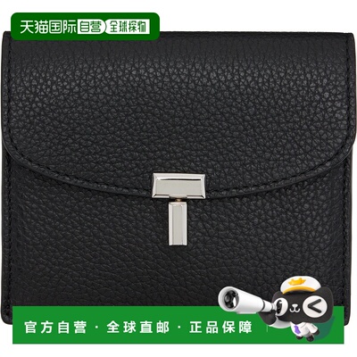 1h可退 潮奢 TOTÊME 女士 黑色 T-Lock Grained-Leather 卡包 253