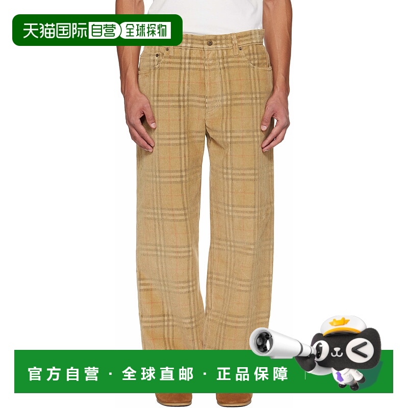 潮奢 Burberry 巴宝莉 男士 驼色 Check Corduroy 长裤 8113484