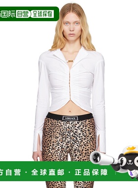 1h可退 潮奢 versace 范思哲 女士 白色 Logo Ruched 衬衫 E78HAL