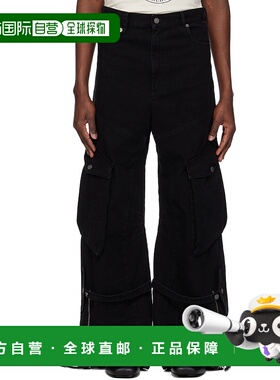 1h可退 潮奢 EGONLAB. 男士 黑色工装牛仔裤 SS25DN004直筒裤
