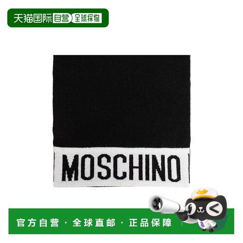 1h可退 MOSCHINO 男士围巾 30808M3137016 AW2024 黑色 徽标围巾