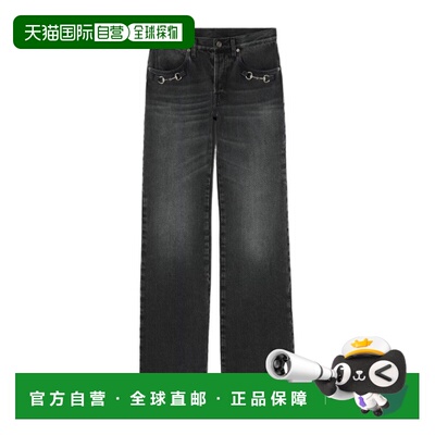 GUCCI 女士休闲裤 864707XDDF11165 SS2026 黑色 马衔扣牛仔裤