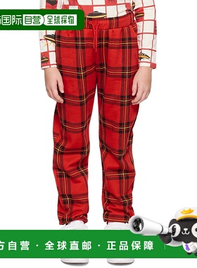 1h可退 潮奢 Mini Rodini 男童 红色格纹儿童运动裤童装 23130108