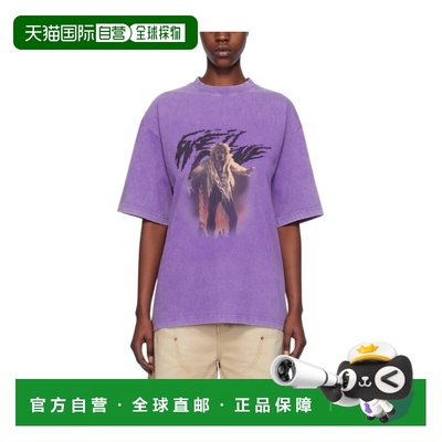 WE11DONE 女士衬衫 WDTT024723UPP SS2024 紫色 圆领短袖T恤