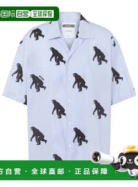 MOSCHINO 男士衬衫 A022602581303 SS2025 蓝色 短袖衬衫