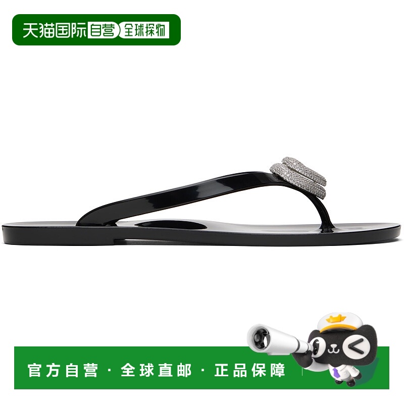 1h可退 潮奢 MACH & MACH 女士 黑色 Double Heart 人字拖 SS25S0