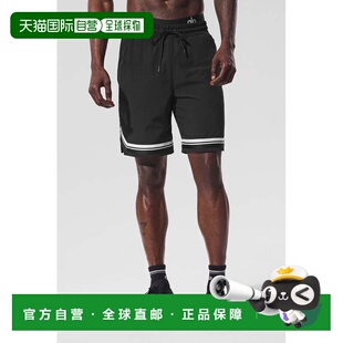 alo yoga 户外宽松条纹直筒松紧系带网球休闲短裤 男款m6138r
