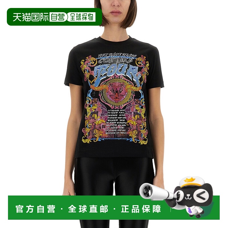 1h可退 VERSACE JEANS 女士T恤 78HAHC03CJ01C899 SS2025短袖