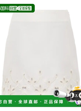 CHLOÉ 女士半身裙 C24UJU12064112 SS2024 白色 刺绣 A 字羊毛迷