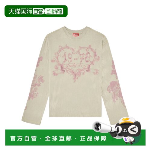 DIESEL 女士T恤 A232050LJCN77F AW2026 米白色 长袖印花T恤