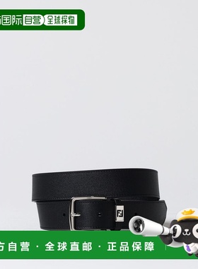FENDI 男士腰带 7C0529ARCBF0GXN AW2024 黑色 FF 徽标皮帶皮带