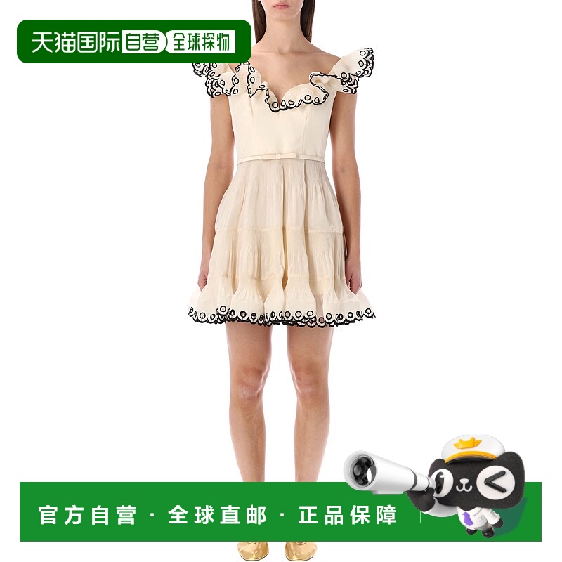 1h可退 潮奢 ZIMMERMANN 女士 刺繡荷葉邊迷你洋裝 7024DC26R