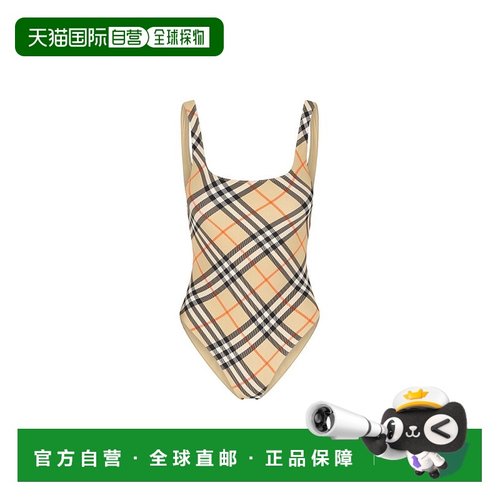 1h可退 潮奢 Burberry 巴宝莉 女士 博柏利格紋印花連身泳衣 8120