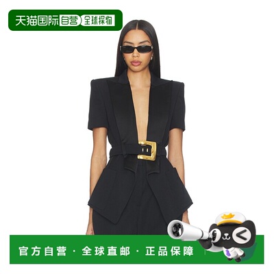 潮奢 Balmain 巴尔曼 女士 De Poudre 精细剪裁粒纹夹克(黑色) GF