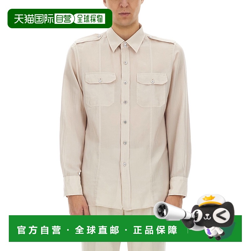 1h可退 潮奢 Tom Ford 汤姆 福特 男士 棉质真丝军装风衬衫 HME00