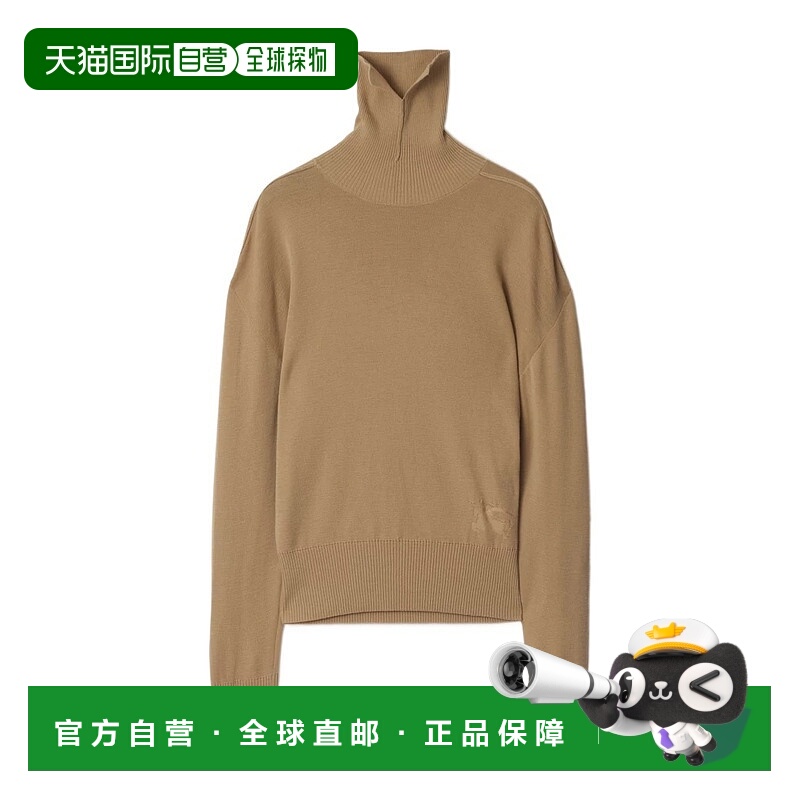 1h可退 BURBERRY 女士针织毛衣 80951151 CO 棕色 高领羊毛针织衫