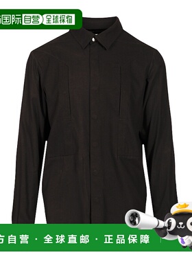 RICK OWENS 男士衬衫 RU02E1237FLW09 AW2025 黑色长袖