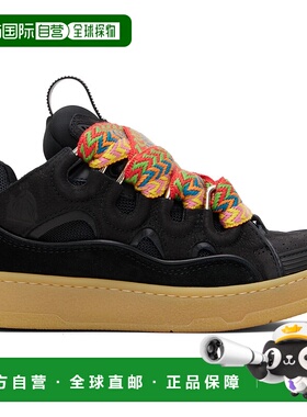 1h可退 潮奢 Lanvin 朗雯 女士 黑色 Leather Curb 运动鞋 FUSKDK