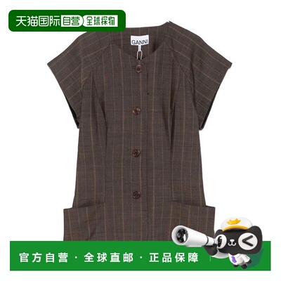 GANNI 女士衬衫 A1040419296 AW2026 深棕色 Light Wool Blouse