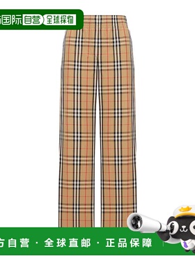 BURBERRY 女士休闲裤 8111874 AW2025 卡其色 Check Cotton Trous