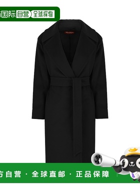 1h可退 潮奢 MaxMara 麦斯玛拉 女士 黑色羊毛大衣 DRAVENNA013