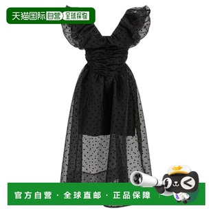 GANNI 女士连衣裙 A1030107099 SS2026 黑色 长款褶皱连衣裙