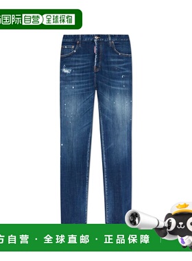 潮奢 Dsquared2 二次方 男士 破洞直筒牛仔褲 S74LB1898S30664
