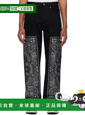 1h可退 潮奢 AMIRI 男士 黑色 Bandana Jacquard Paneled Straigh