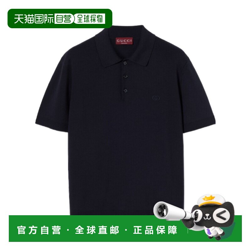 GUCCI 男士POLO衫 853378XKFDL4255 SS2026 黑色 短袖针织POLO衫
