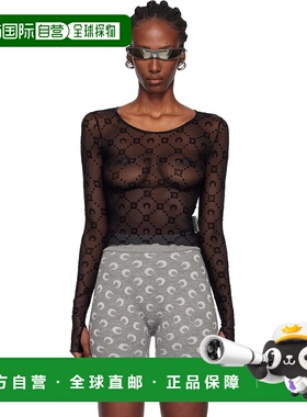 1h可退 潮奢 Marine Serre 女士 黑色 Moonogram Mesh Flock LS C