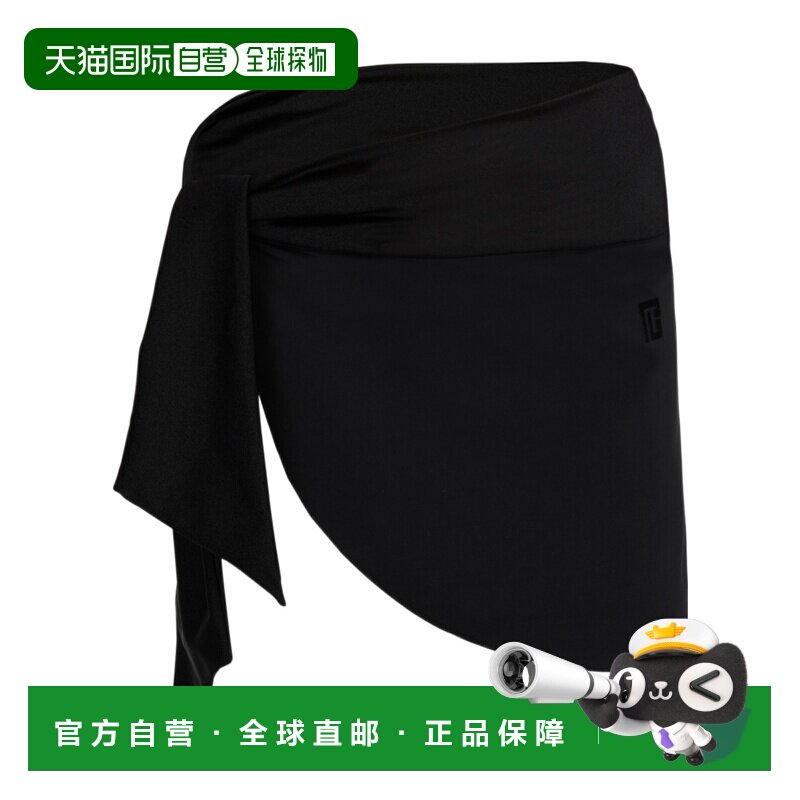 1h可退 BALMAIN 女士半身裙 BKG402460001 SS2026 黑色 系带纱笼